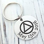 Personalized Alcohol Sobriety Keychain - Date & Symbol