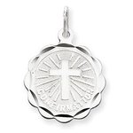 Personalized Sterling Silver Scalloped Confirmation Disc Charm - Engraveable