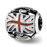 Sterling Silver Union Jack England Themed Charm Bead - Pandora Compatible