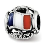 Sterling Silver France Flag French Themed Charm Bead - Pandora Compatible