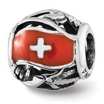 Sterling Silver Switzerland Flag Swiss Themed Bead - Pandora Compatible