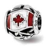 Sterling Silver Flag of Canada Themed Charm Bead - Pandora Compatible