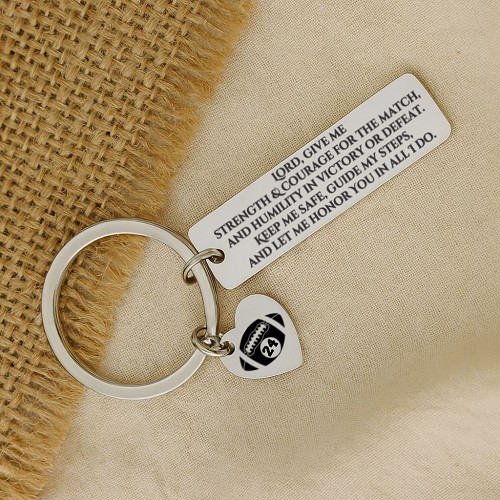 Heart charm personalized with player jersey number; back of long tag can be personalized with a name, date, short message or other wording 