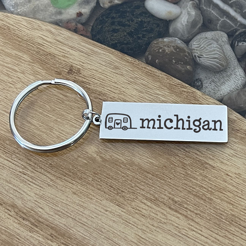  Personalized Michigan Camper Keychain - State Pride Travel Gift 