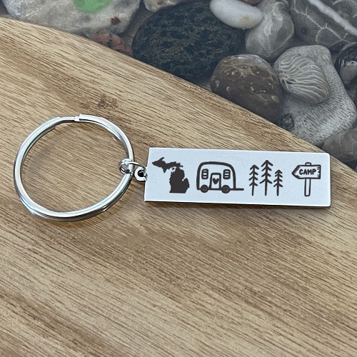  Personalized Michigan Camping Keychain - State Pride Outdoor Gift 