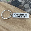 Confirmed in Faith Confirmation keychain Christian religious gift with optional personalized back 