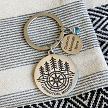 Personalized compass keychain with custom town 