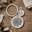 Best Godmother Ever keychain with personalized mini tag birthstone charm and optional custom back 