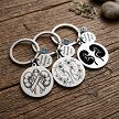 Personalized kidney keychain with choice of kidney awareness ribbon floral or kidney pair design custom message tag and birthstone 