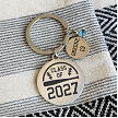 personalized softball graduation keychain with custom year name number and birthstone charm 