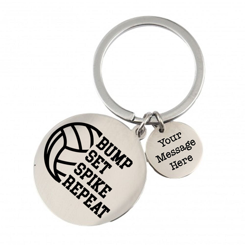  Personalized Bump Set Spike Repeat Volleyball Keychain - Great Gift for End of Season Senior Night 