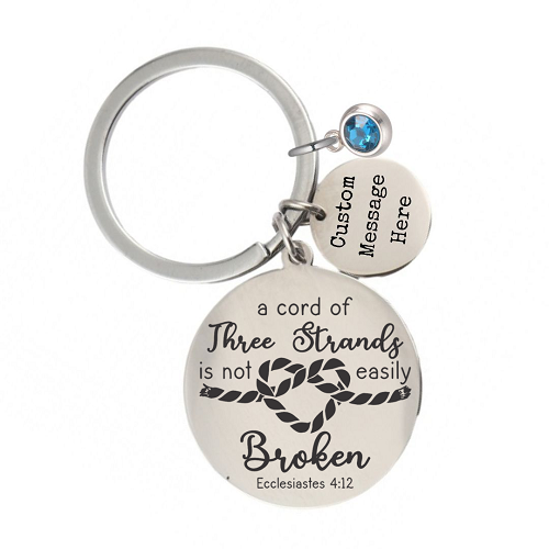  Cord of Three Strands - Personalized Faith Birthstone Keychain 