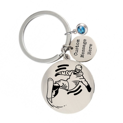  Personalized Snowboarding Keychain Skier Gift Custom Message 