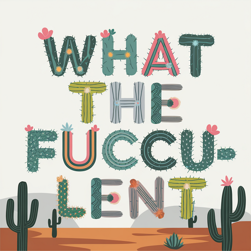  What the Fucculent? Letter Art Sign - Bold Botanical Humor 