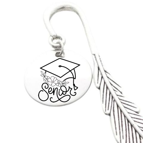  Personalized Senior Graduation Bookmark with Graduation Cap Charm - Customizable Back 