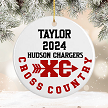 Personalized cross country ceramic ornament with runner name year team and XC design with optional personalized back 