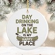  Personalized Day Drinking On The Lake Is My Happy Place Canoe Ceramic Christmas Ornament 
