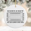 Personalized football field ceramic ornament with custom team name GPS coordinates and optional personalized back 