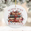 Personalized North Pole Book Club Reading Ceramic Christmas Ornament 