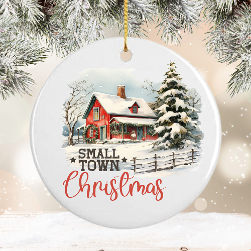  Personalized Small Town Christmas Winter House Scene Ceramic Christmas Ornament 
