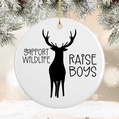 Personalized Support Wildlife Raise Boys Deer Ceramic Christmas Ornament 