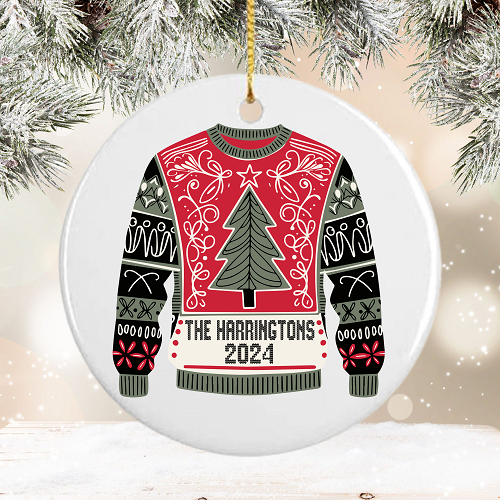  Personalized Ugly Christmas Sweater Ceramic Christmas Ornament 