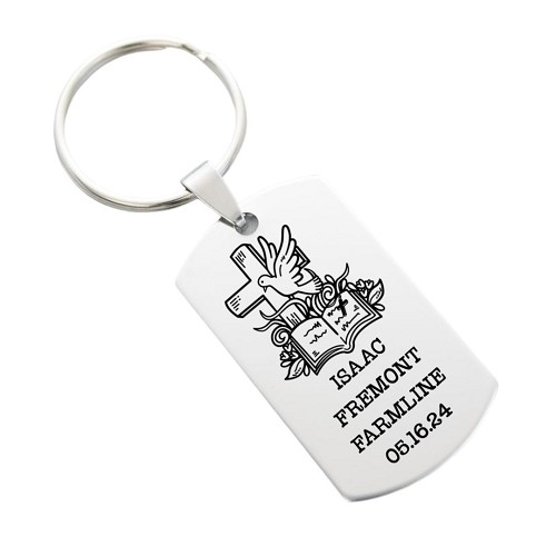  Personalized Cross Dove and Bible Keychain - Confirmation or Religious Event Gift 