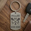 personalized lacrosse player keychain with custom name number school and graduation year 