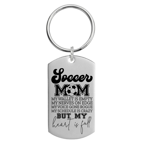  Soccer Mom Keychain - My Heart Is Full - Wallet Empty - Customizable Back 