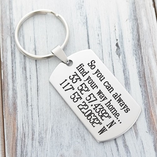  Always Find Your Way Home Keychain Personalized GPS Coordinates Gift 