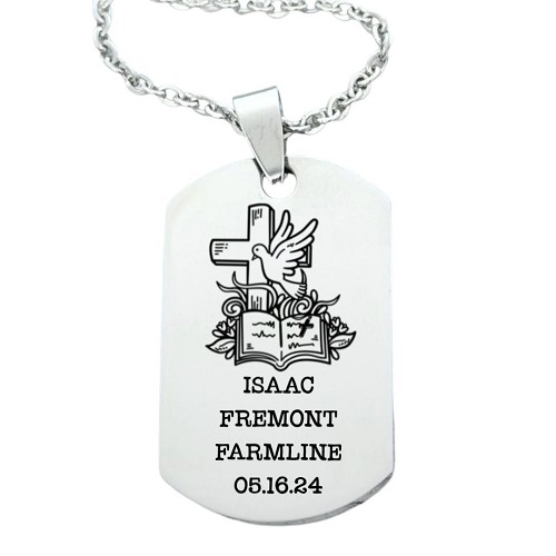  Personalized Dove Cross Bible Necklace Stainless Steel Confirmation First Communion Gift 