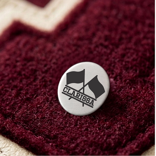 Personalized color guard varsity letterman jacket pin with crossed flags and custom name for Senior Night graduation or marching band gift 