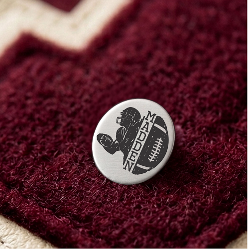 Personalized football varsity letter pin engraved with player name for chenille letterman jacket Senior Night gift and game day outfit 