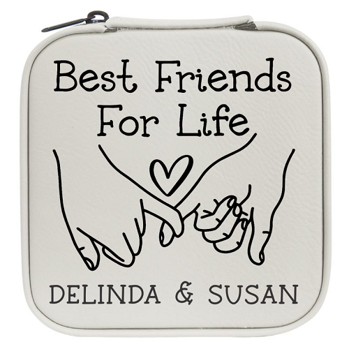  Personalized Best Friends For Life Leatherette Travel Jewelry Box 