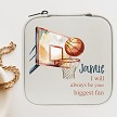 personalized basketball jewelry box, biggest fan basketball gift, custom basketball player gift, girls basketball gift idea, senior night basketball gift, basketball graduation gift for her, sports themed jewelry case, personalized athlete travel case, basketball mom gift for daughter, custom name jewelry organizer, compact jewelry box for travel, basketball christmas gift for girl, made in usa personalized gift, basketball tournament travel case, sentimental sports gift 
