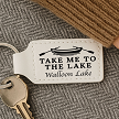 Personalized Take Me to the Lake white leatherette keychain 
