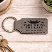 Personalized Take Me to the Lake gray leatherette keychain 