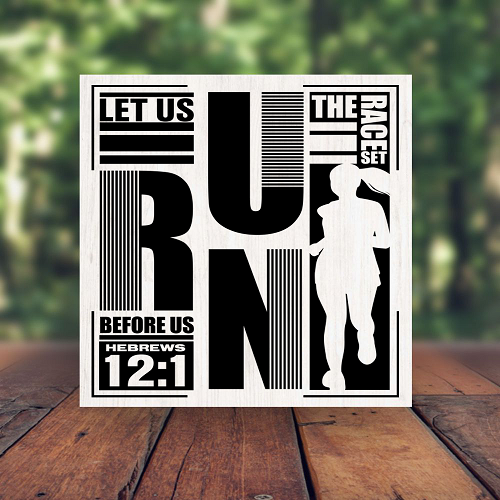  Let Us Run The Race Set Before Us Sign - Inspirational Christian Running Gift - Multiple Sizes 