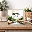 Lord Willin' and the Creek Don't Rise country saying sign with peaceful watercolor creek, rocks and green countryside 