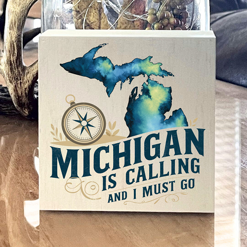  Michigan is Calling and I Must Go Compass Sign Choose Size 