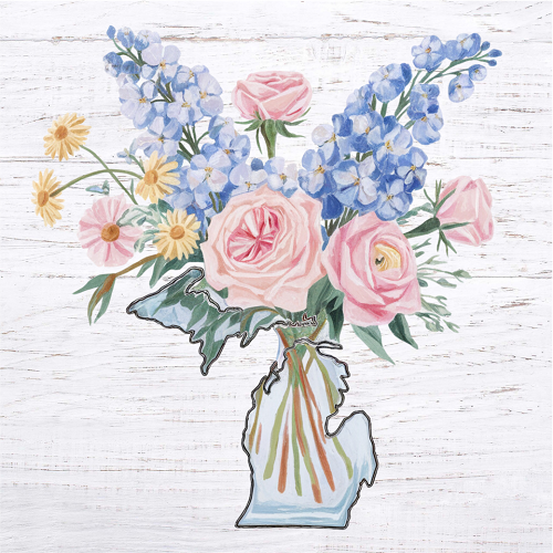  Flowers in a Michigan Shaped Vase Sign - Celebrate the Beauty of Michigan with a Touch of Elegance 
