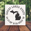 Michigan Great Lakes State Coordinates Sign Choose Size 