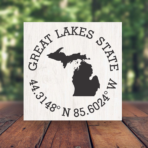 Michigan Great Lakes State Coordinates Sign Choose Size 