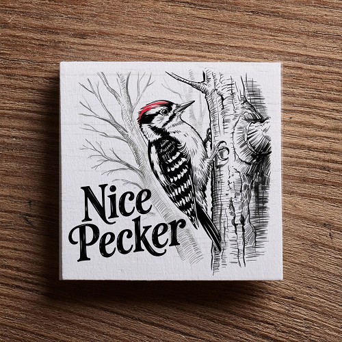 Nice Pecker Funny Bathroom Sign Restroom Humor Woodpecker Decor 