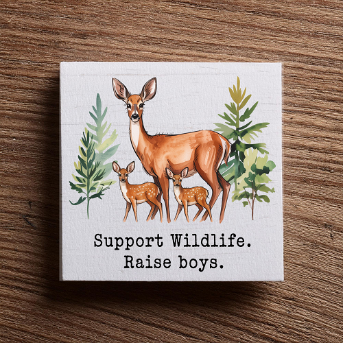 Support Wildlife Raise Boys Sign Deer Mom Woodland Nursery Decor With Doe And Fawns 