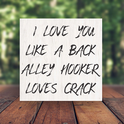 I Love You Like A Back Alley Hooker Loves Crack Funny Sarcastic Sign - Multiple Sizes 