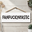 Fanfuckintastic funny profanity sign with bold black lettering and sarcastic adult humor 
