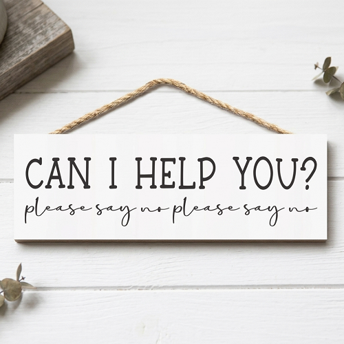 Can I Help You Please Say No funny sarcastic sign for coworkers office workers and introverts 