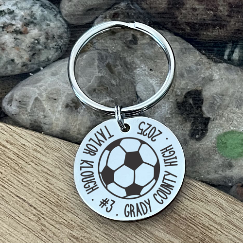 Personalized Soccer Player Keychain - Name, Number, Team, Year - Customizable Back 