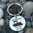 Redneck Yacht Club pontoon boat stainless steel keychain with optional personalized engraving on back 